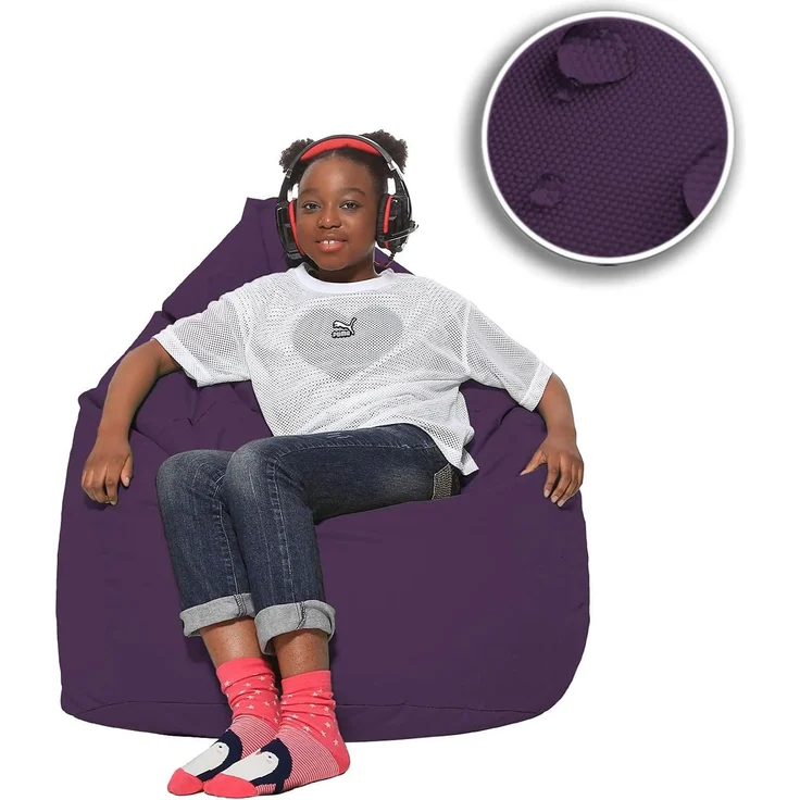 HomeIdeal - Sitzsack XXL Bodenkissen für Erwachsene & Kinder - Geeignet für Gaming oder Entspannen - Indoor wie Outdoor da er Wasserfest ist - mit EPS Perlen, Farbe:Lila, Größe:XXXL – Bild 7