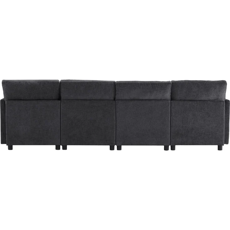 Big-Sofa mit Rückenkissen, Zierkissen und loser Kissen, 6-Sitzer Sofa, L-Form, U‑Form, Chenille Bezug – Bild 7