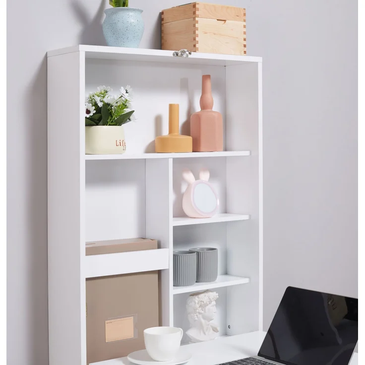 Klappschreibtisch aus MDF mit Schreibtafel und 5 Fächern, 94,5x60x147 cm, Schwarz – Bild 2