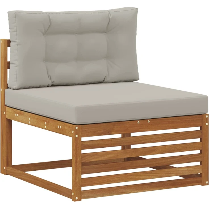 vidaXL Outdoor-Sofagarnitur 4 stk. 4-Sitzer Natur und Hellgrau 3383284 – Bild 3