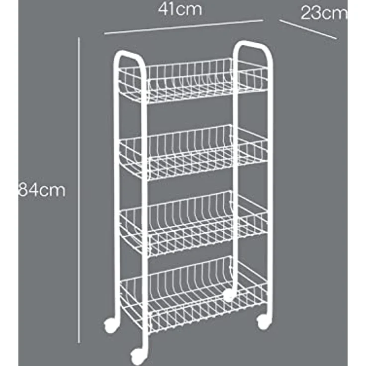 Metaltex Pisa 4-stöckiger Trolley mit Rädern, Mehrzweck-Aufbewahrungswagen für Küche, Bad, Büro und Garage, schwarz, 41 x 23 x 84 cm – Bild 5