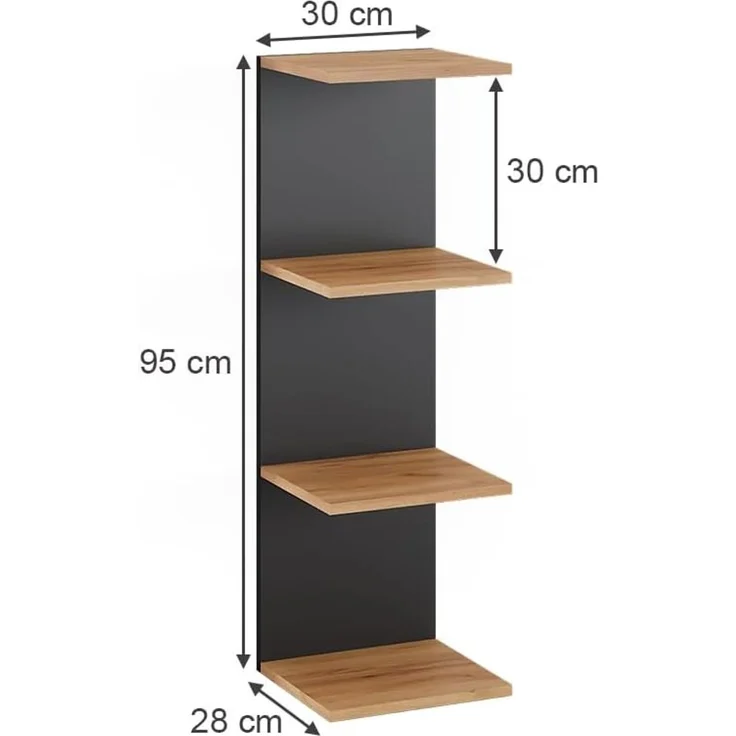 Wandregal Paolo Anthrazit 30 x 95 cm 2er Set Vicco – Bild 3