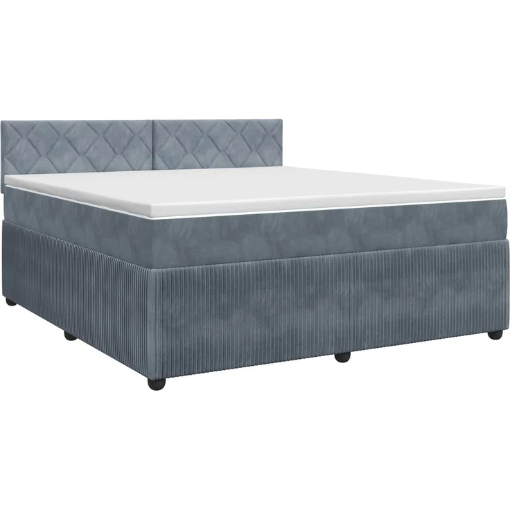vidaXL Boxspringbett mit Matratze Dunkelgrau 140 x 190 cm Samt 3451680 – Bild 2