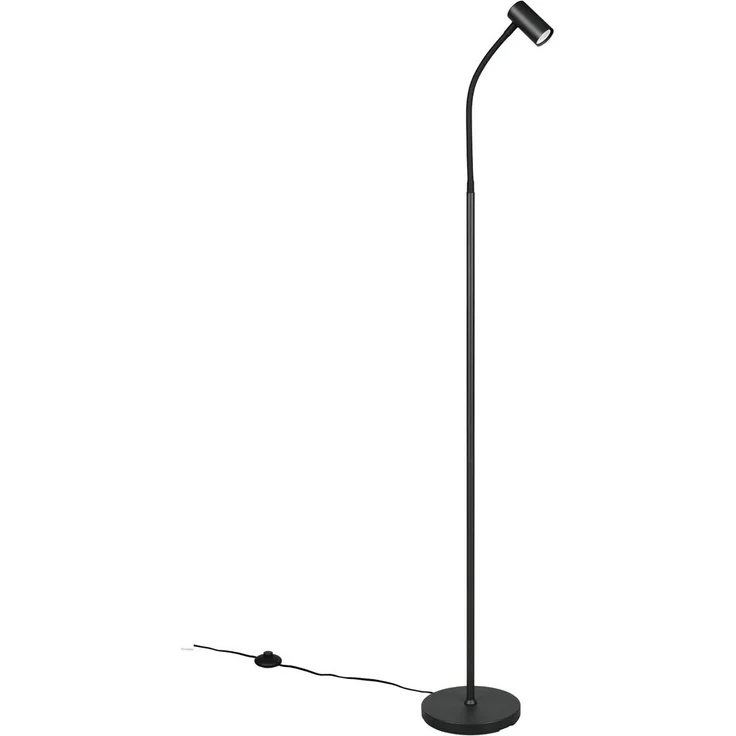Schmale Stehlampe TARYN Schwarz mit flexibel einstellbarem Spot, Höhe 133,5cm – Bild 2