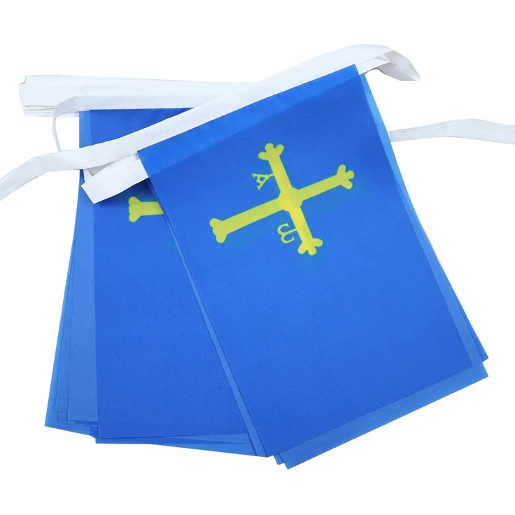 AZ FLAG Wimpelkette Asturien 6 m 20 Flaggen Leichtes Polyester 21x15 cm