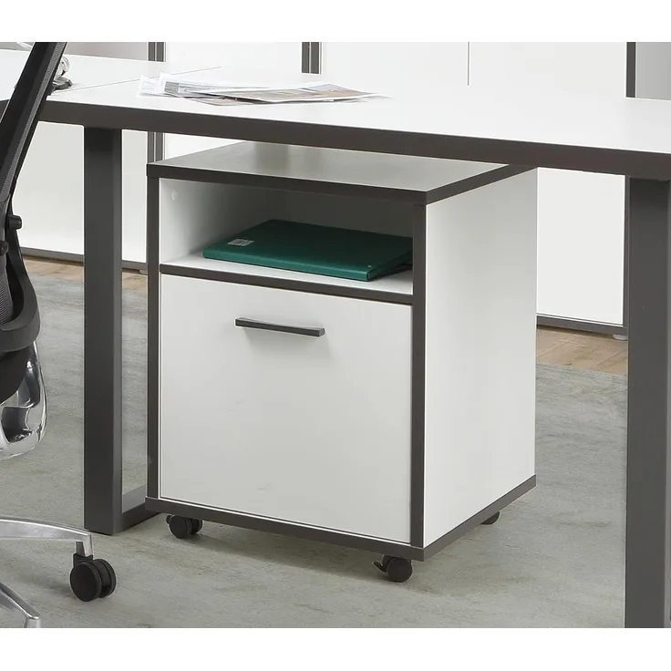 Rollcontainer >KEFLAVIK< in weiß, anthrazit - 49,8x64,6x52,2cm (BxHxT)