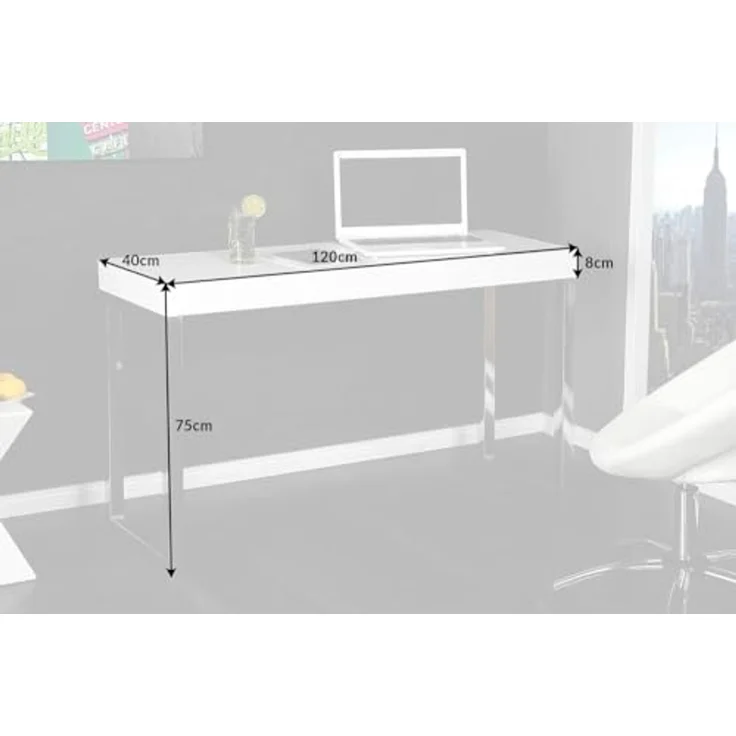 riess-ambiente Konsolentisch WHITE DESK 120cm weiß, Konsole · Hochglanz · Bürotisch · Modern Design – Bild 3