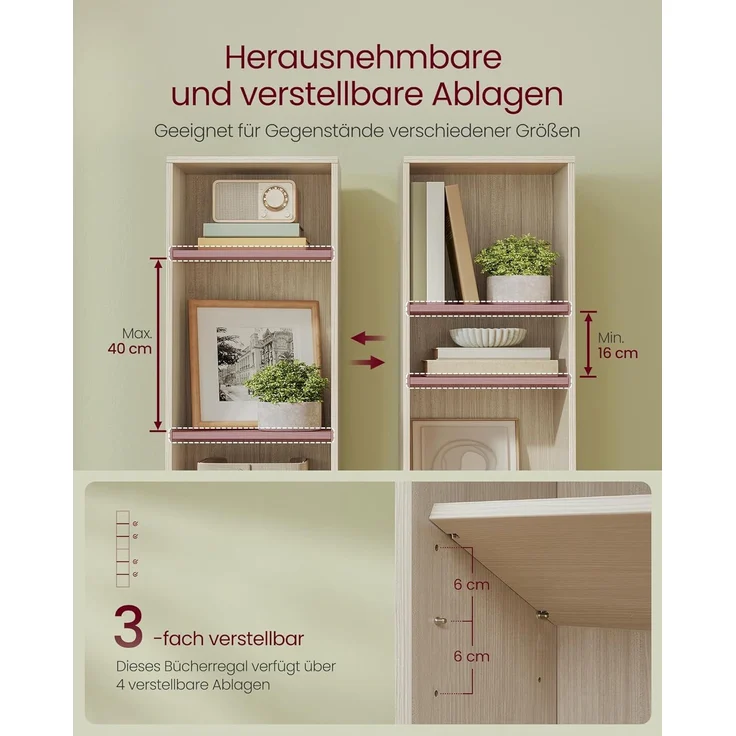 VASAGLE Bücherregal, 6-stöckiges Regal, offenes Aufbewahrungsregal, Standregal, 24 x 40 x 178,5 cm – Bild 4