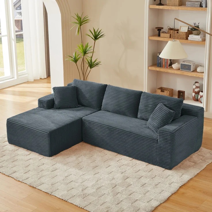 Ecksofa modular in Dunkelgrau, Memoryschaum, 4 Stellvarianten, waschbarer Bezug,65x252.5x163 cm – Bild 4