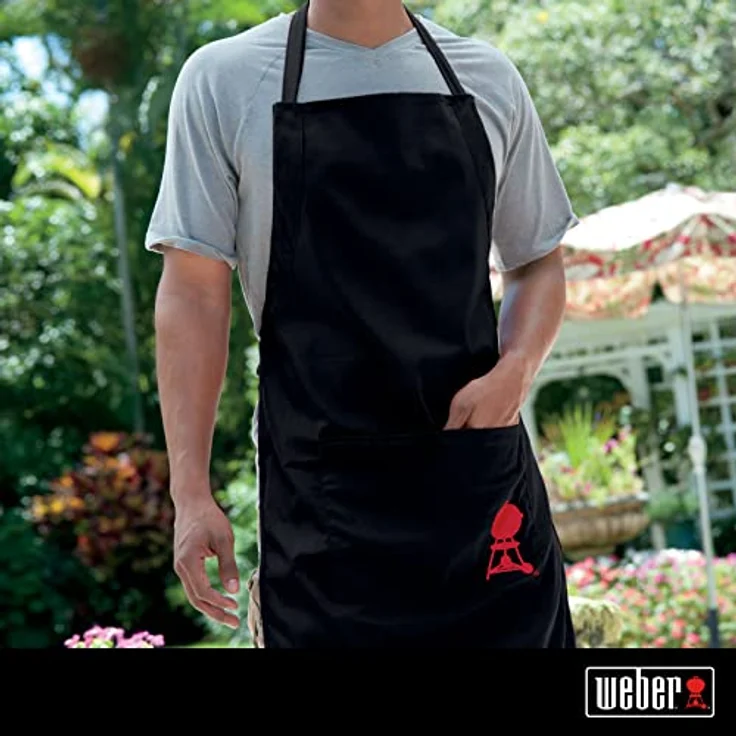 Weber Grillschürze mit Stickerei 6533 schwarz Grillschürze mit großen Taschen für Utensilien – Bild 2