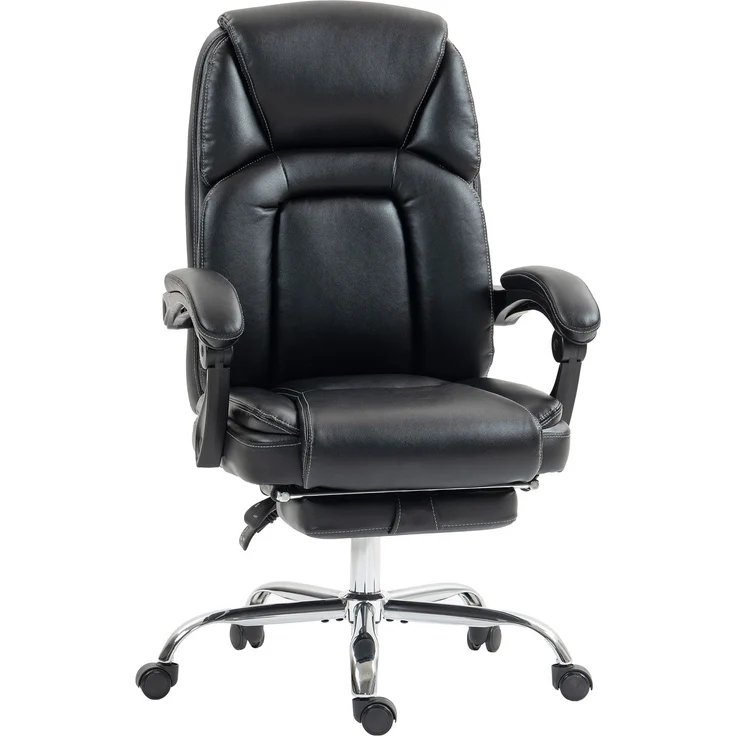 Liegender Bürostuhl mit abnehmbarer Fußstütze aus PU-Leder, 66.0×65.0×118.0cm, Schwarz, MELAYR – Bild 2
