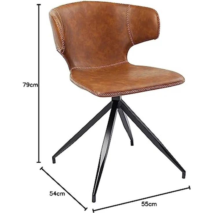 Kare Design Stühle Rusty, 2er Set, Braun, Polsterstuhl, Kreuzstichnaht, Komfortabel, Vintage, Retro, Esszimmer, Konferenzzimmer, Home Office, 79x55x54 cm (H/B/T) – Bild 2