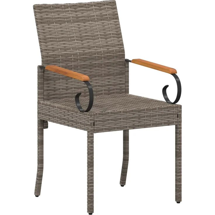 vidaXL Gartenstühle 4 Stk. Grau und Dunkelgrau Poly-Rattan und Akazie 42025886 – Bild 5