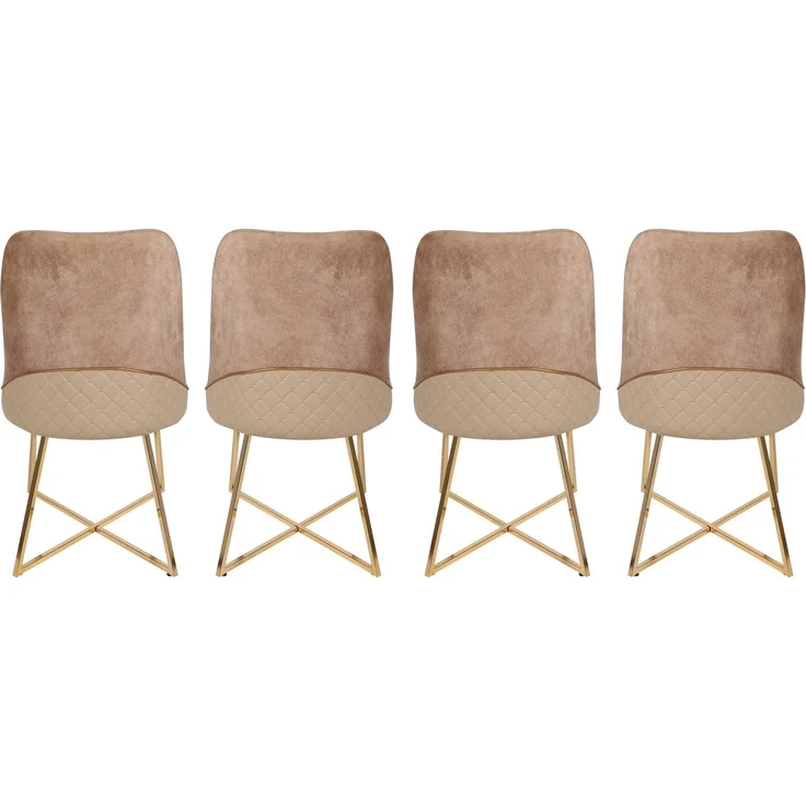 Skye Decor 'Madrid 913 V4' Stuhlset (4-teilig), Gold / Braun, 50 x 90 x 49 cm – Bild 5