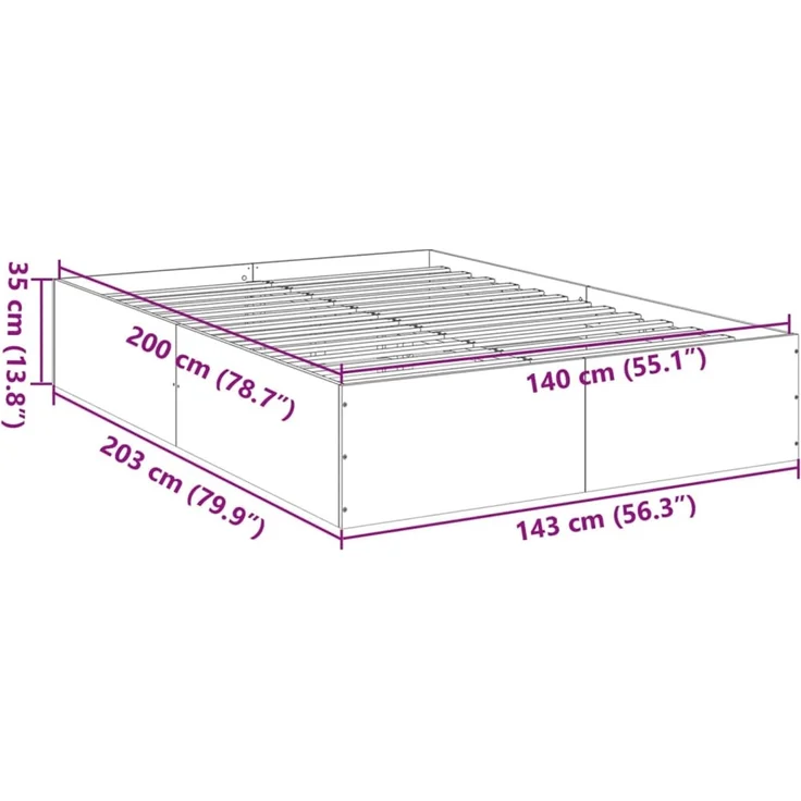 vidaXL Bettgestell Schwarz 140x200 cm Holzwerkstoff 3281015 – Bild 10