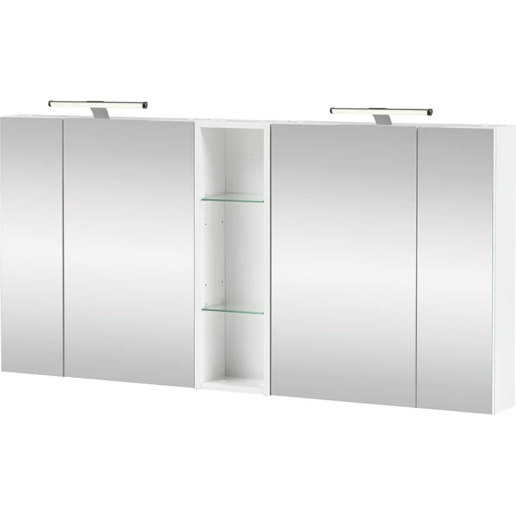 Schildmeyer Doppelspiegelschrank Roma 701979, weiß Glanz, 141,6 x 16 x 76,7 cm – Bild 4