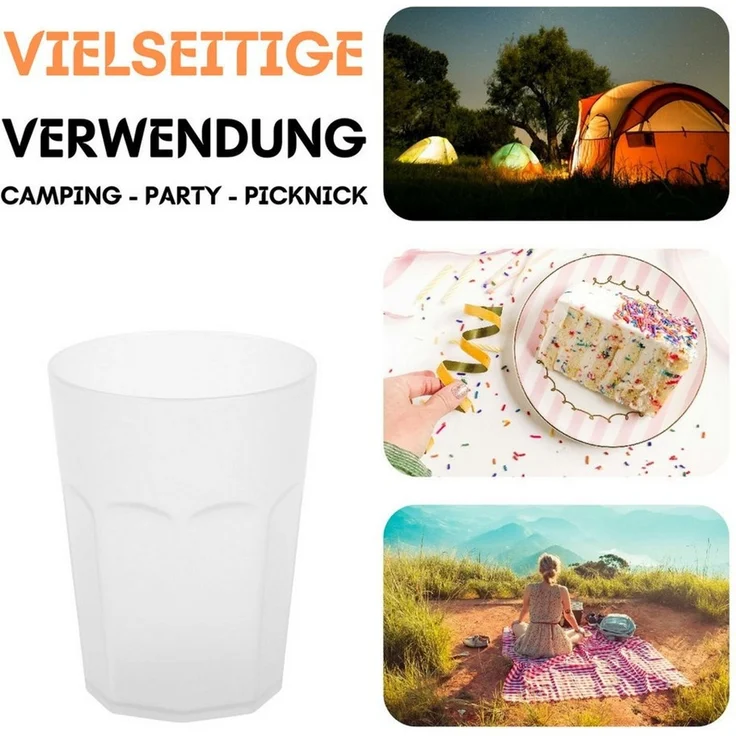Engelland Becher Plastikbecher in modernen Neonfarben, Mehrweg, 20-tlg, Kunststoff, spülmaschinengeeignet, bruchfest, wiederverwendbar, 250 ml, 0,25 Liter – Bild 2