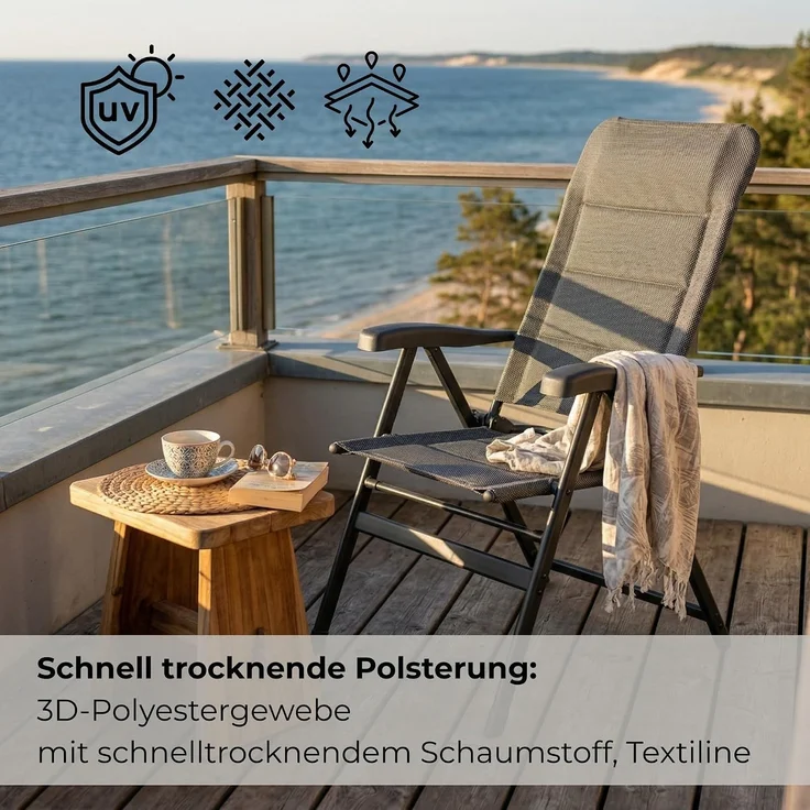 osoltus Alu Camping Klappsessel Hochlehner mit Hocker 3D Soft Touch Open-Grey – Bild 8