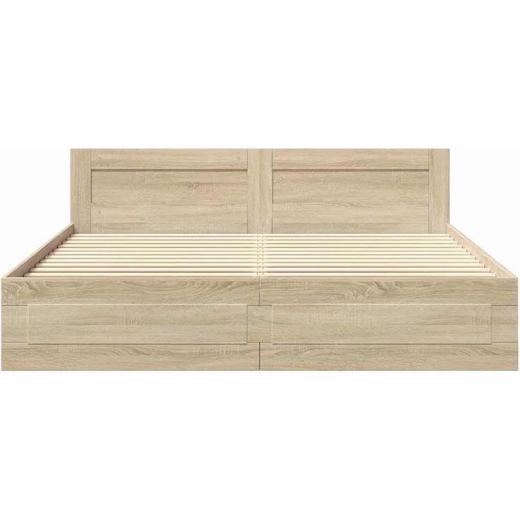 vidaXL Bettrahmen mit Kopfteil 2 pcs Sonoma 193 x 203 cm Holzwerkstoff 3402856 – Bild 6
