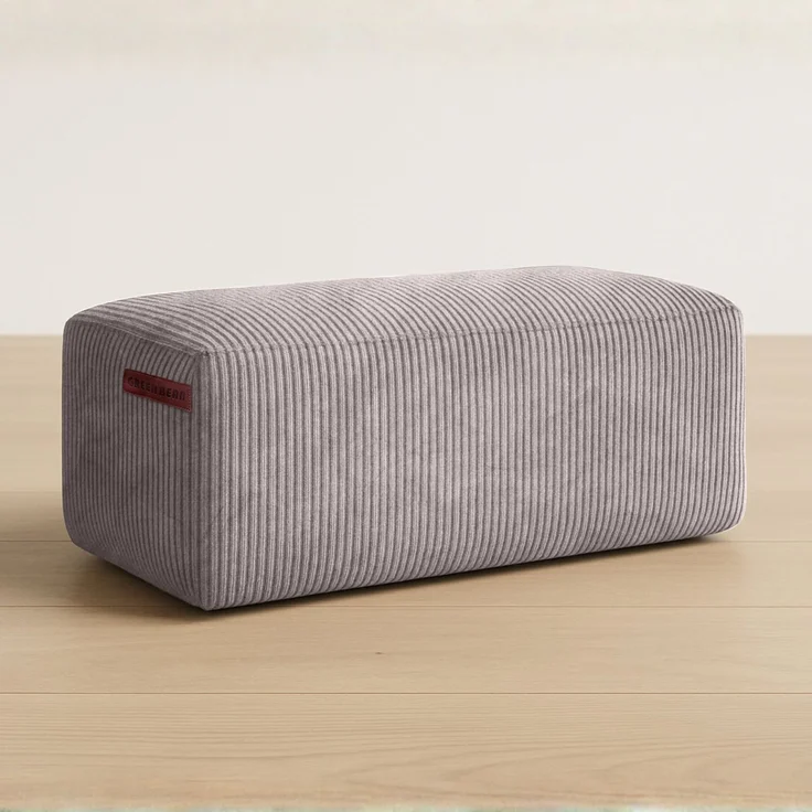Green Bean® Indoor Sitzhocker Pouf 70x33x28cm EPS-Perlen Füllung & Cordstoff Kuschelig Weich Waschbar - Drinnen Bodenkissen Liegekissen Sitzkissen Sitzhocker Relax-Sessel Kinder Erwachsene Stoff Grau – Bild 7