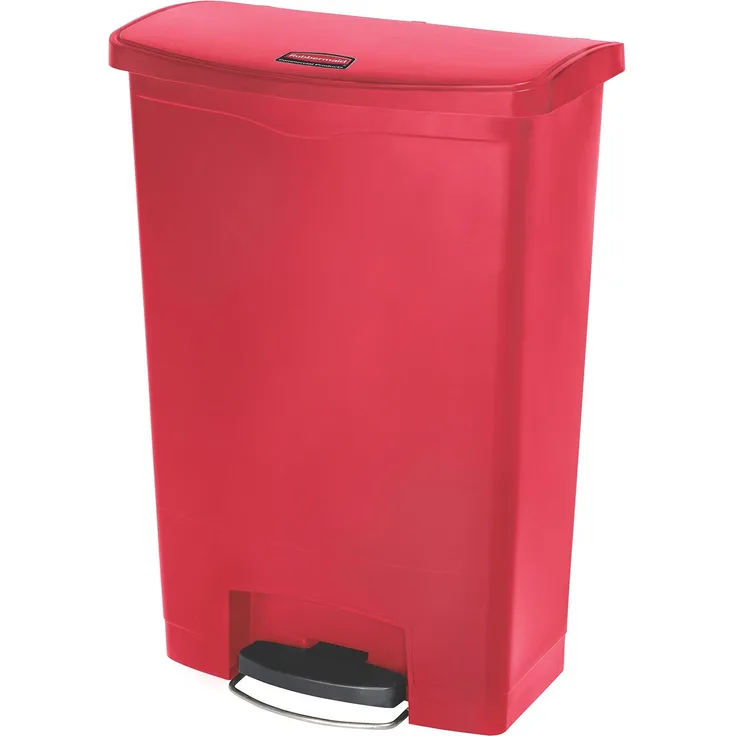Rubbermaid Commercial Products Slim Jim 1883570 90 Litre Front Step Step-On Resin Wastebasket - Red