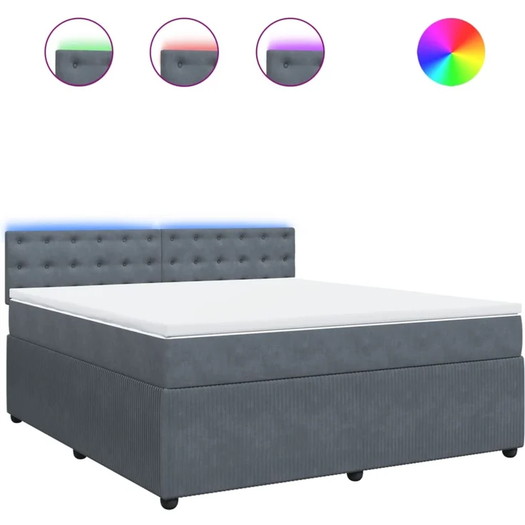 vidaXL Boxspringbett mit Matratze Dunkelgrau 180x200 cm Samt 3290119 – Bild 2