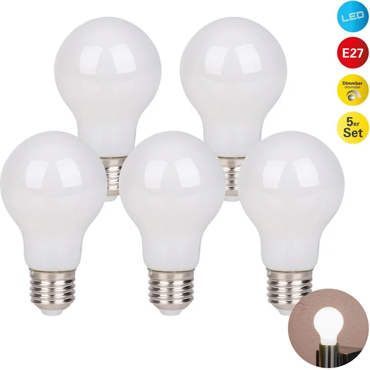 näve LED-Leuchtmittel Daffy, E27, 5 St, Warmweiß, 5er Set, dimmbar, 2600 Kelvin – Bild 1