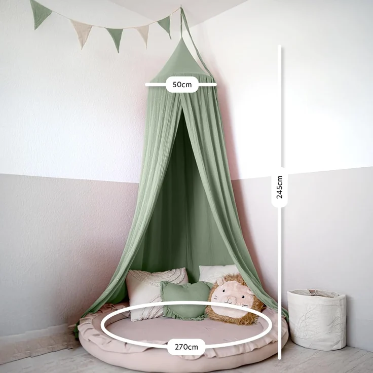 lilimaus Betthimmel Hochwertiger Baldachin Betthimmel Kinderzimmer, Gold Applikation, Stilvoller Baldachin für Baby- und Kinderzimmer – Bild 5