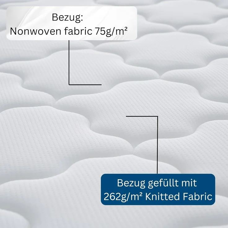 Arensberger EMILIA Federkernmatratze mit GEL-Schaum und integriertem Topper | 140x200 cm Höhe 23cm | Härtegrad H3/ H4 | HR Taschenfederkern Matratze – Bild 6