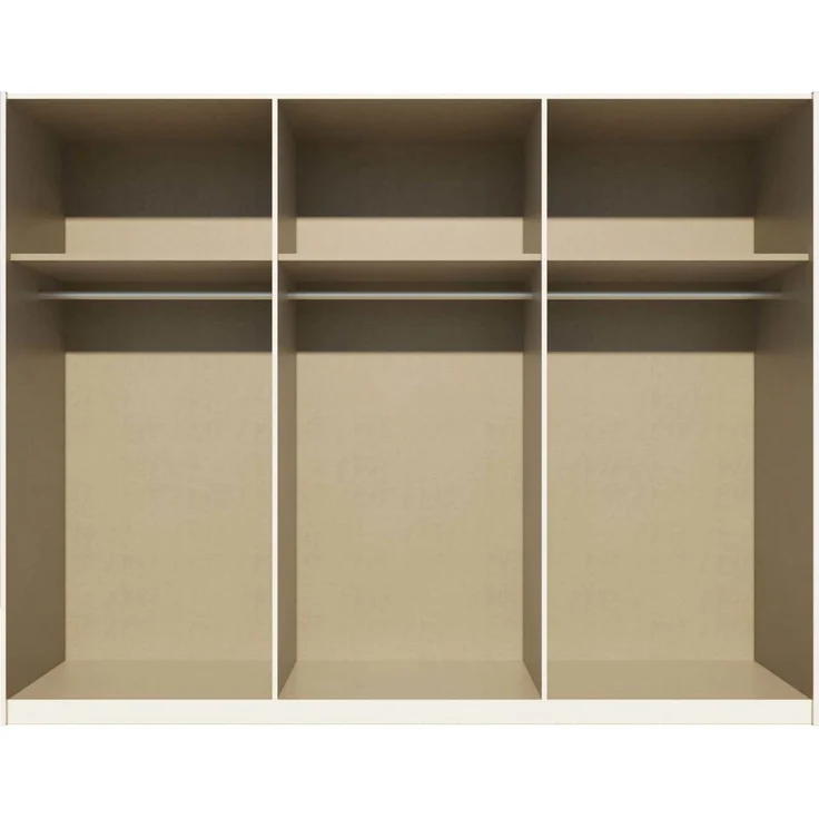 Schwebetürenschrank Kiel-A / Kulmbach-A, Holzwerkstoff, Weiß, Verspiegelt, 271 x 210 x 62 cm – Bild 2