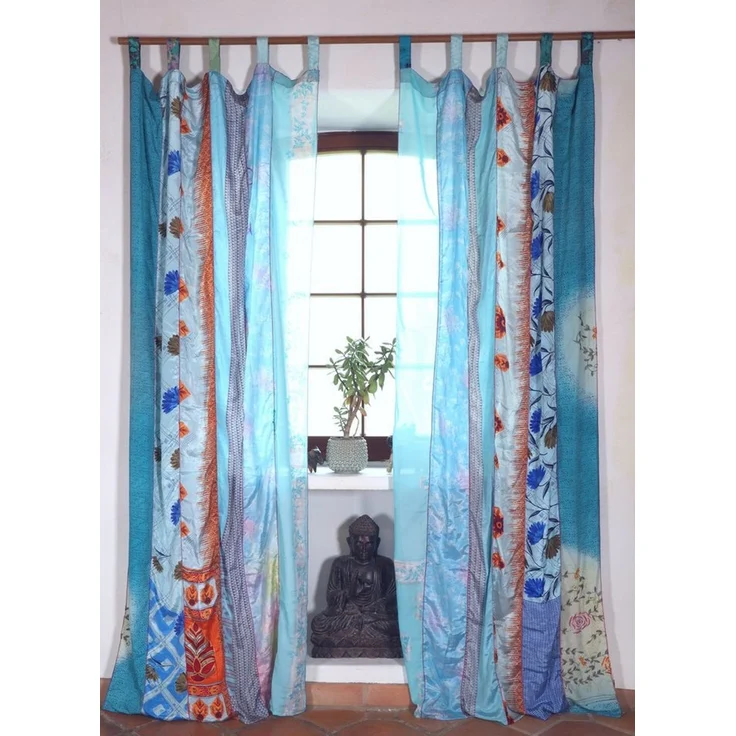 Guru-Shop Vorhang Vorhang 2 Stück seidige upcycling Gardine aus.. – Bild 1