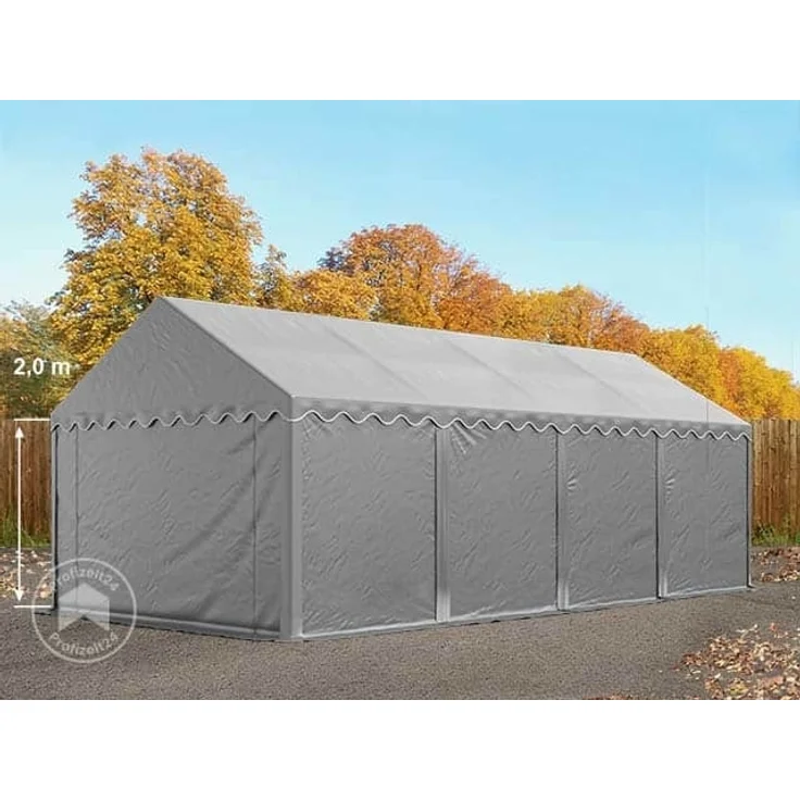 TOOLPORT Lagerzelt 4x8 m Zelthalle Unterstand Weidezelt PVC Plane 700 N wasserdicht in grau – Bild 1