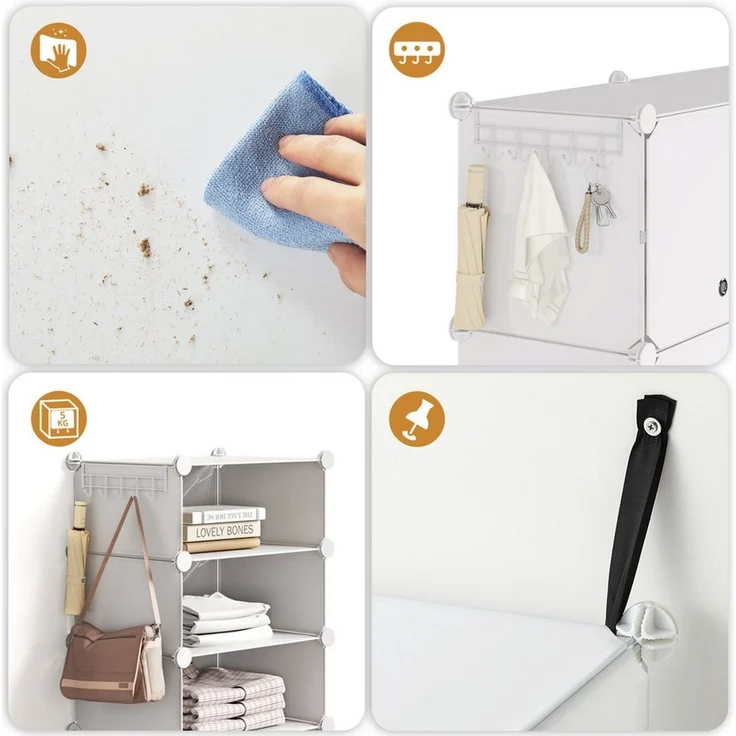 Mondeer Schuhregal Schuhschrank, Kunststoff-Schuhschrank mit Tür, Platzsparend, für 10-20 Paar Schuhe – Bild 3