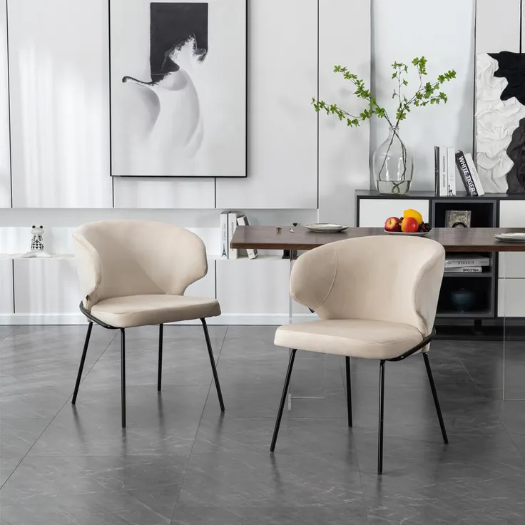 HOME DELUXE Esszimmerstuhl AMARA Samt Beige
