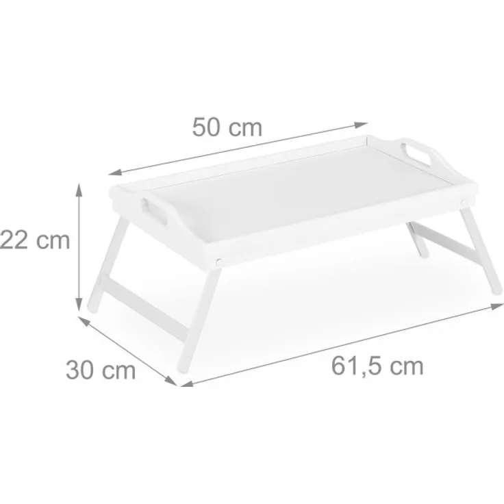 Relaxdays Betttablett klappbar, Bambus / MDF weiß, 61,5 x 30 x 22 cm – Bild 4
