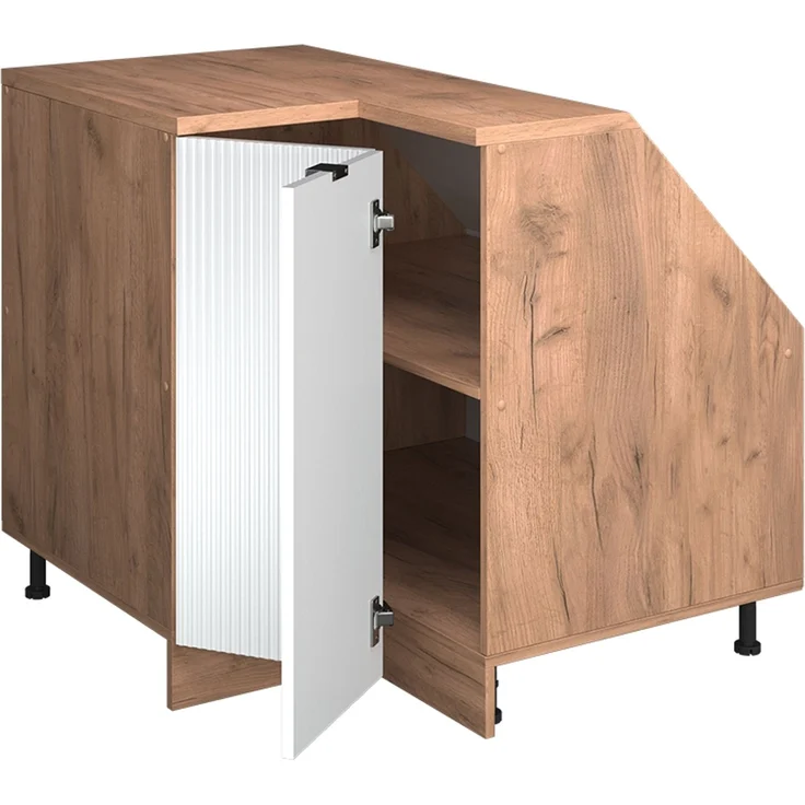 Dachschrägenschrank Eckschrank Rion Weiß Riffel 75.6 x 81.6 cm mit 1 Tür, Schrankkorpus 60 cm Tiefe Vicco – Bild 4