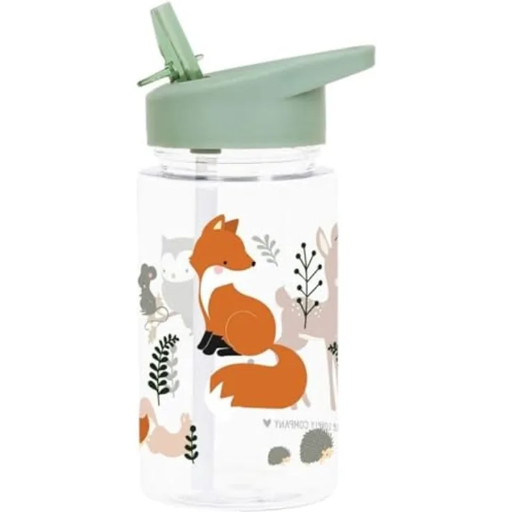 A Little Lovely Company Trinkflasche Trinkflasche 450ml mit Trinkhalm Wasserflasche Kinderflasche