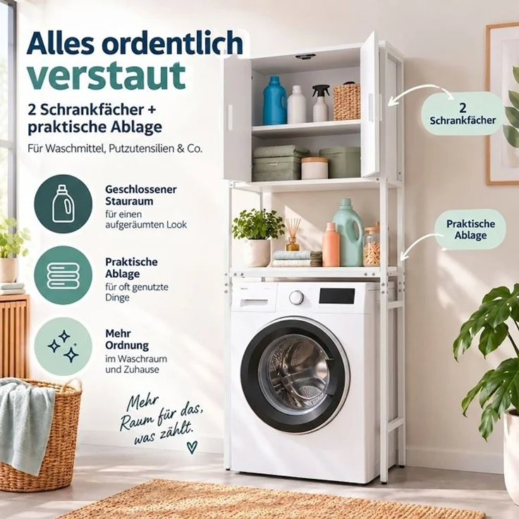 Relaxdays Waschmaschinenschrank 2 Schrankfächer – Bild 6
