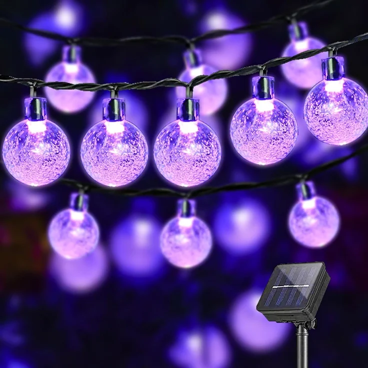 LQWELL LED Solarleuchte LED Solar Lichterkette Solarleuchten Außen, LED fest integriert, Innen und Aussen Kettenlicht Kristall Kugeln, Garten Terrasse Balkon Hochzeit Party Fenster – Bild 1