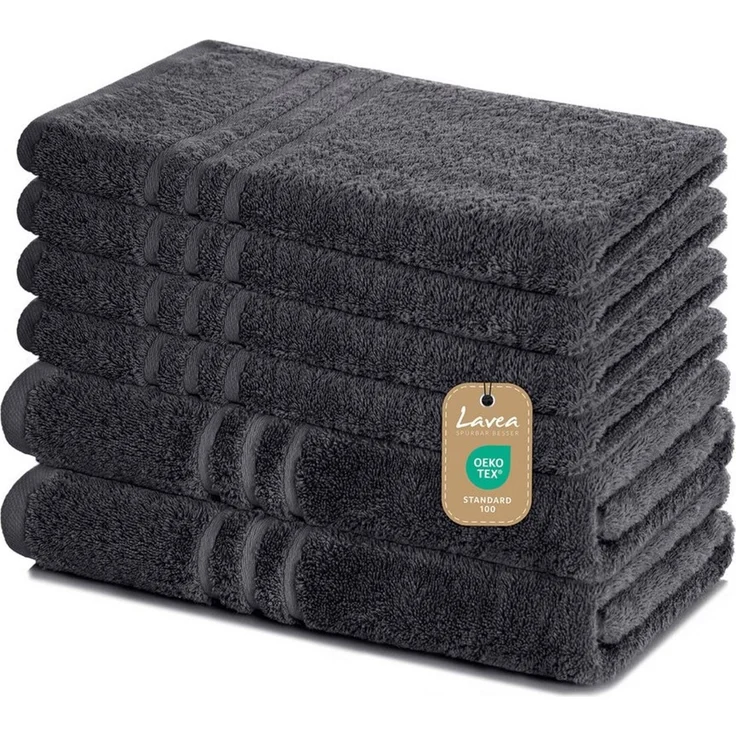 Lavea Handtuch Set Elena, Duschtücher, Handtücher, Gästetücher, Waschhandschuhe, 100% Baumwolle (Set, 6-St), Frottierserie, weich & saugstark, pflegeleicht, 500 g/m² Frottier – Bild 1