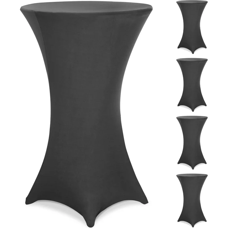 DETEX® Stehtischhusse 5er Set Anthrazit Grau 70-75cm Verstärkter Fußbereich 30°C Waschbar Stehtisch Hussen Stretch Bezug – Bild 8