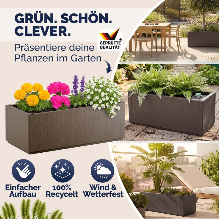 CASARIA® Pflanzkasten Ethica 80x36x36cm Braun – Bild 5