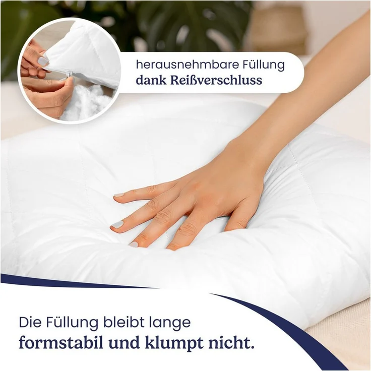 Gentle North Kopfkissen (30x30 cm groß) - 2er Set Kissen für Bett und als Dekokissen - Mit Reißverschluss für Füllung - Sofakissen - Zierkissen für Couch und Sofa - Ökotex - Waschbar bis 60° - Weiß – Bild 3