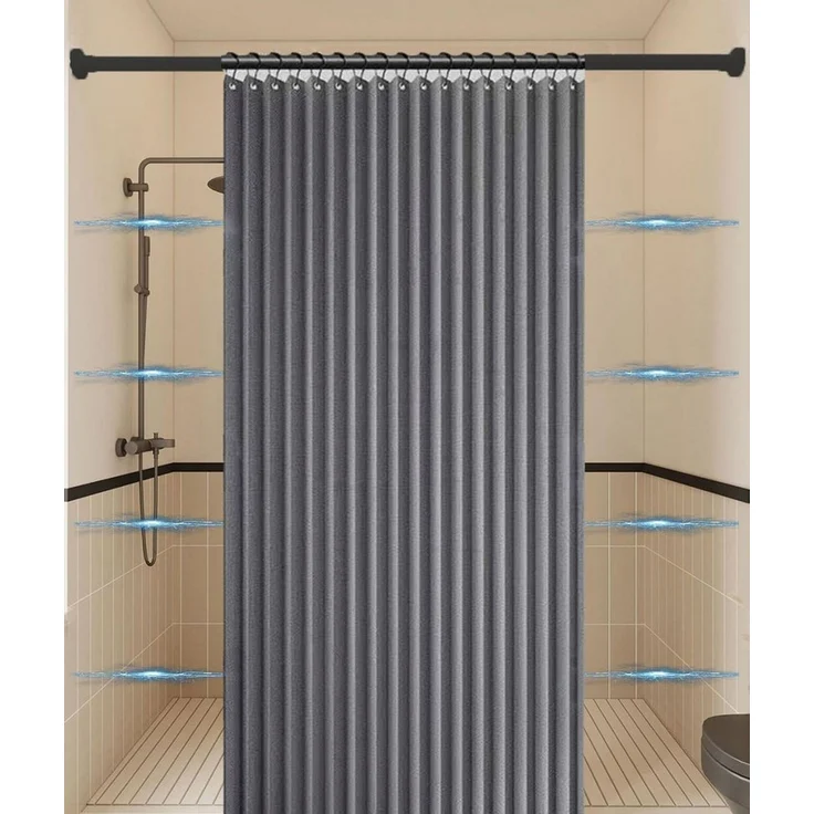 Zyronn Duschvorhang Magnet Duschvorhang Leinenoptik – Wasserabweisend, Faltbar Breite 120 cm (1-tlg), Raumteiler für Badezimmer, Dusche & Schlafzimmer – Bild 2