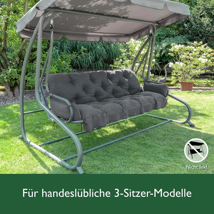 Beautissu Hollywoodschaukel Auflagenset Flair HS Graphitgrau – Bild 4