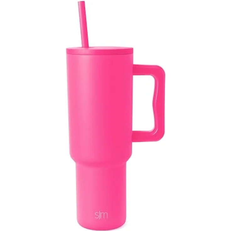 Simple Modern 40 oz Tumbler with Handle and Straw Lid | Insulated Cup Reusable Stainless Steel Water Bottle Travel Mug Cupholder Friendly | Gifts for Women Him Her | Trek Collection | Raspberry Vibes – Bild 2