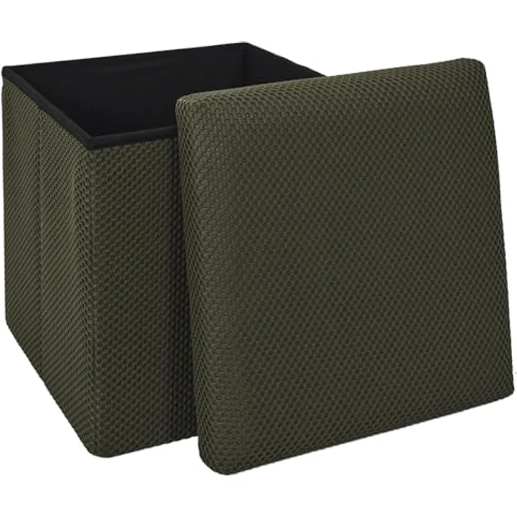 HOME DECO FACTORY, HD0507, Faltbare Ottoman-Truhe, modernes Design, multifunktional, praktische Aufbewahrung, optimaler Komfort, einfache Wartung, Khaki, 38x38 cm – Bild 3