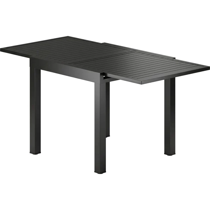 Ausziehbarer Gartentisch für 4–6 Personen mit integrierter Verlängerung, Aluminium, 80–160 x 80 cm, schwarz – Bild 2