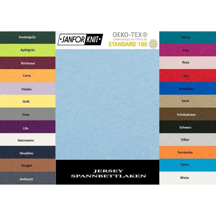 EXKLUSIV HEIMTEXTIL Jersey Spannbettlaken 120 x 200 cm Hellblau 100% Baumwolle Öko - Tex Zertifiziert Bed-Sheet Bettlaken Spannbetttuch