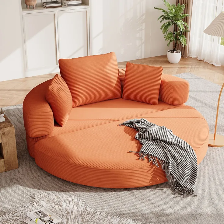 2-Sitzer Schlafsofa B 173 x T 88 x H 60 cm, aus Cord mit 3 Kissen